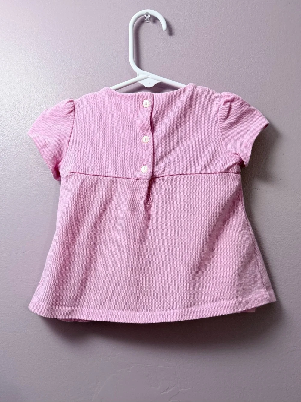 Ralph Lauren Baby Girl Pink Pleated Short Sleeve Cotton Knit Dress Top
